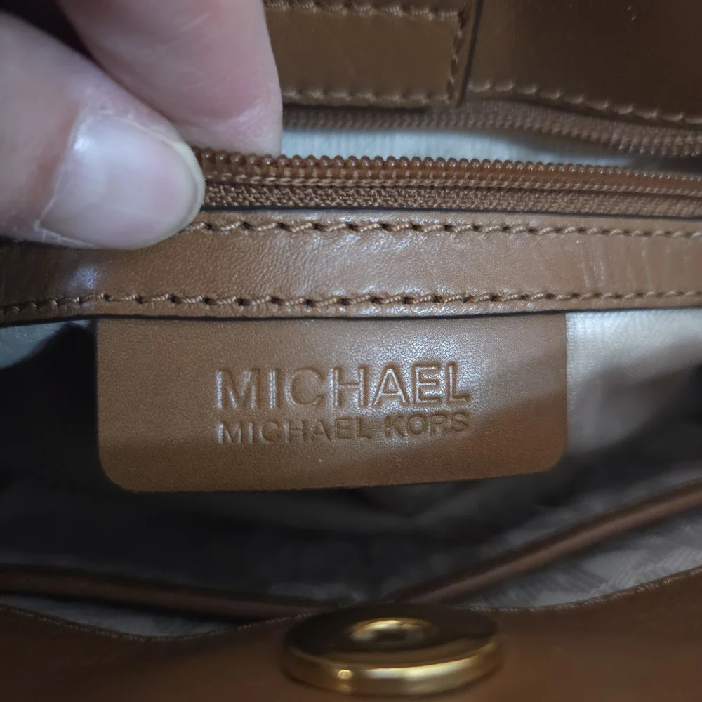 EUC Michael Kors Denim Crossbody with Brown Leather Trim - Picture 5 of 10